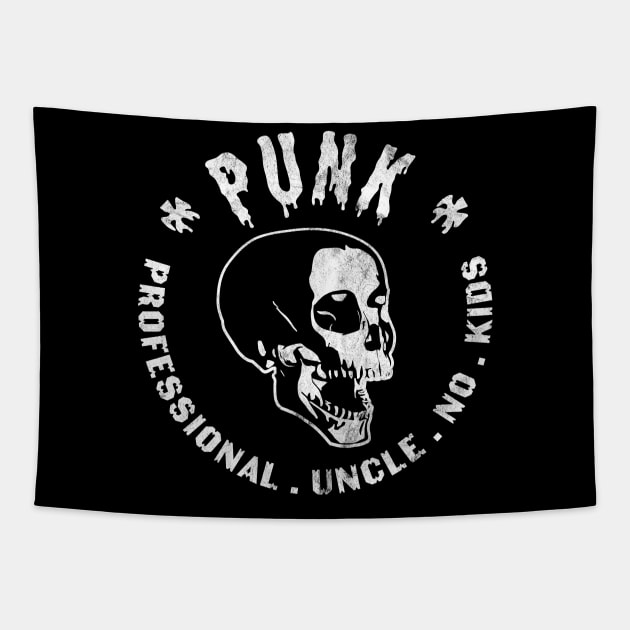 PUNK Professional Uncle No Kids Funny Skull Punk Rocker Tapestry by OrangeMonkeyArt