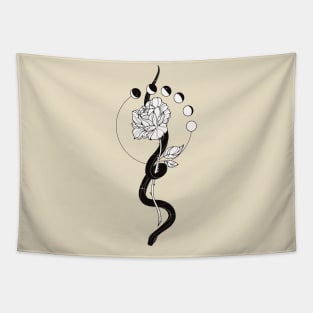 zodiac Snake celestial Rose moon Tapestry