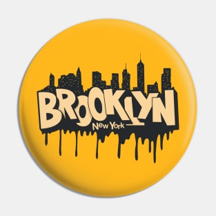 New York Brooklyn - Brooklyn Schriftzug - Brooklyn Logo mit skyline Pin