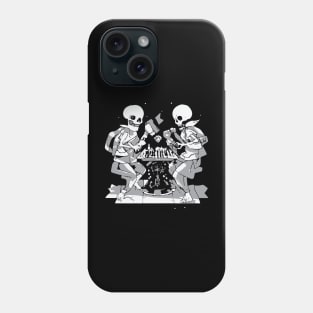 skeletons play chess Phone Case