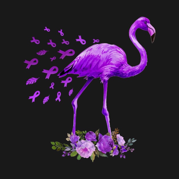 Flamingo Purple Ribbon Pancreatic Cancer Awareness by cruztdk5