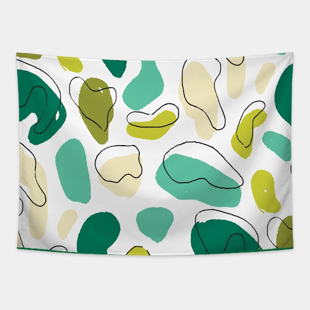 Green Solid Color Pebbles Tapestry by Carolina Díaz