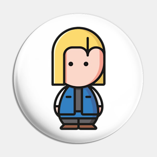 Blonde cyborg woman Pin by APDesign