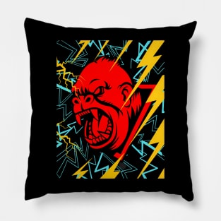 big gorilla and so angry and strong with thander and black background thats cool be strong Pillow