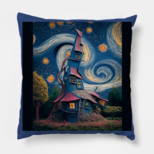 Starry Night Over The Burrow Pillow