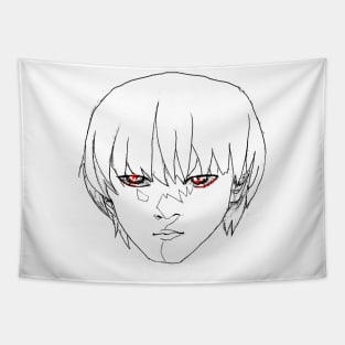 Beautiful manga ghoul (black line, red eyes) Tapestry