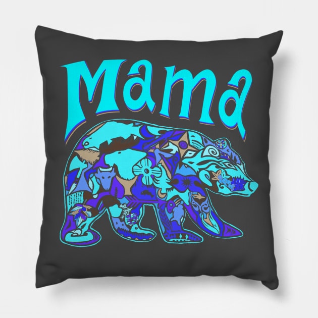 Mama Bear Blurple - funny parenting quotes Pillow by BrederWorks