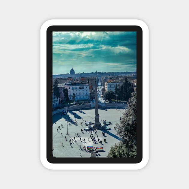 Scenic View of Piazza del Popolo Square from the Terrace of Pincio in Villa Borghese Magnet by stuartchard