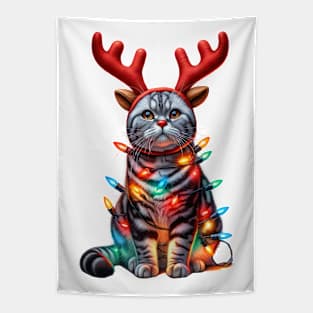 Christmas Red Nose American Shorthair Cat Tapestry