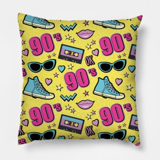 90s Colorful Pattern Style Cool Decade 90's Aesthetic Pillow