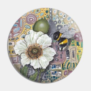 Bumblebee with White Poppy Pin