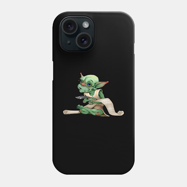 Goblin Scribe with Quill, Scroll, and Glasses Phone Case by dragonbones