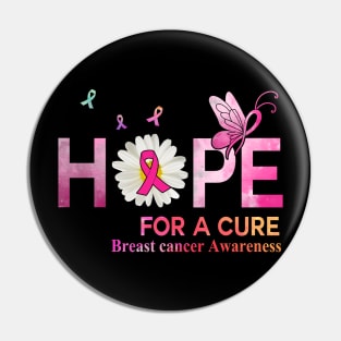 Hope For A Cure  Butterfly Flower  Breast cancer Pin