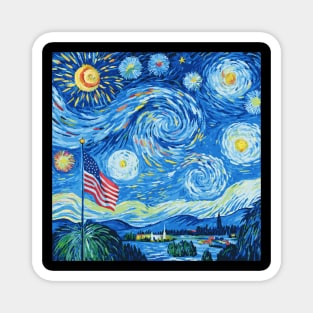 4th Of July Starry Night Magnet