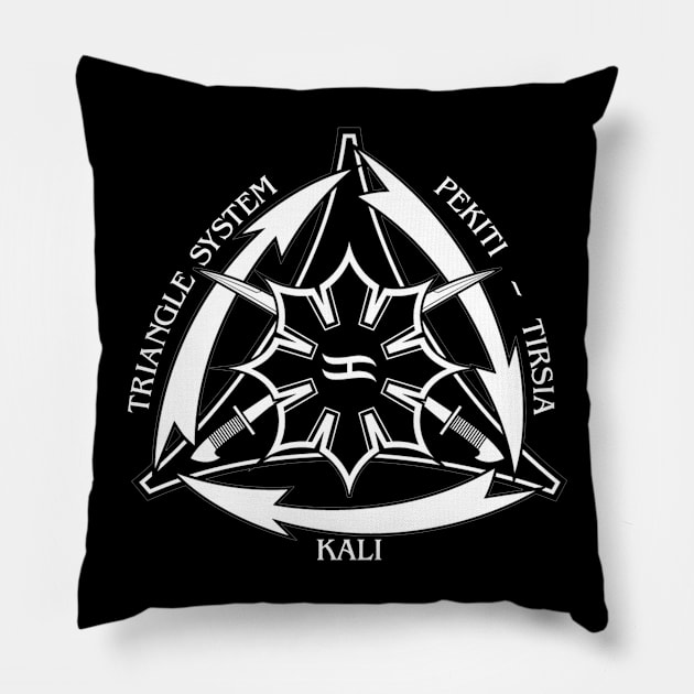 Triangle System with Swords and White Arrows Pillow by DubiousTeeDesigns