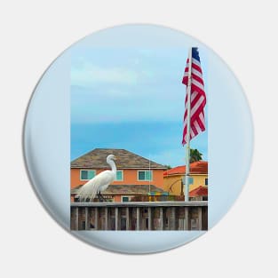 Patriotic Egret Pin