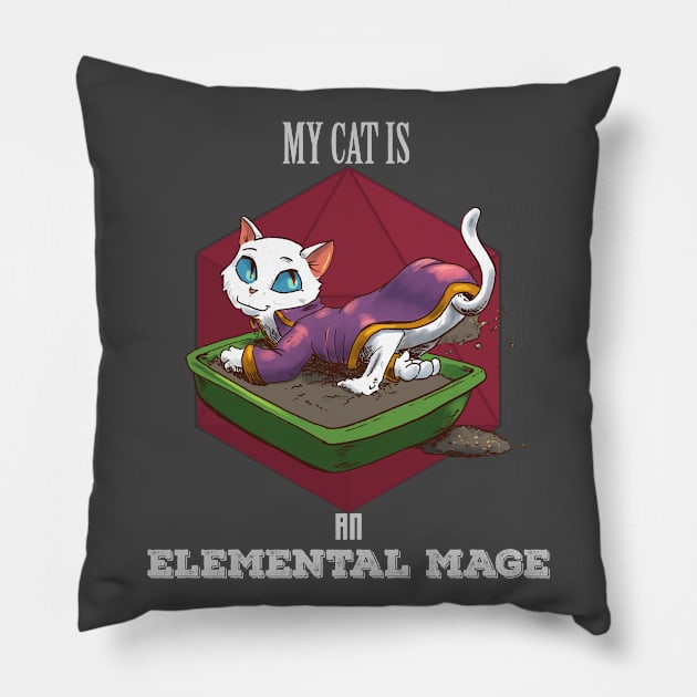 RPG cat elemental mage Pillow by Carlos CD