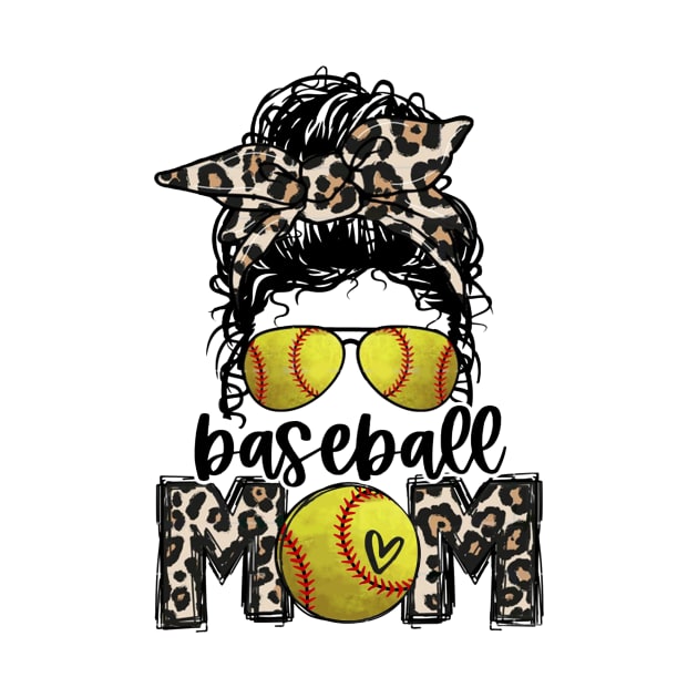 Softball Mom Leopard   Messy Bun Softball Mom by Wonder man 