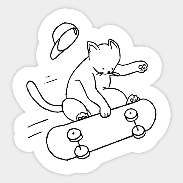 Skate Cat Cat Sticker Teepublic