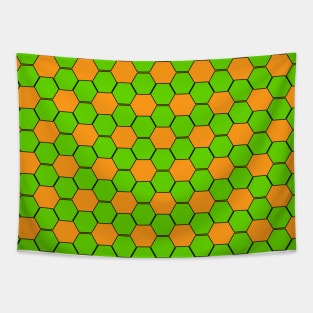 Football / Soccer Ball Texture - Orange & Green Tapestry