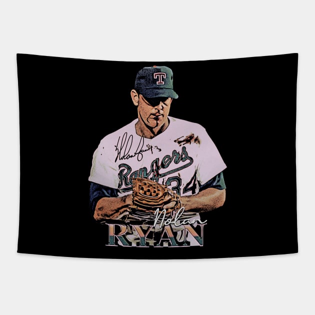 Nolan Ryan Bloody Lip Vintage Tapestry by jawiqonata