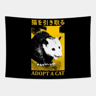 Adopt a Cat Opossum Yellow Tapestry