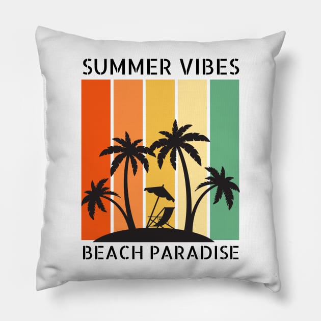 Summer Vibes - Beach Paradise - Palm Trees Pillow by BasicallyBeachy