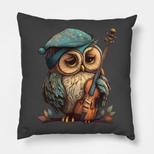 Sleepy Owl Muscian Pillow