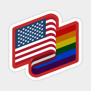 American Flag and Rainbow Flag Magnet