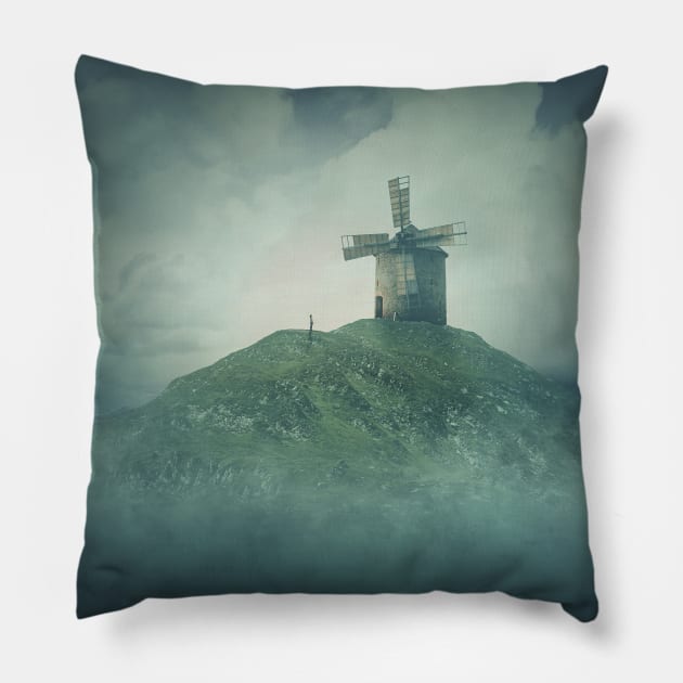 the windmill on a hill Pillow by 1STunningArt