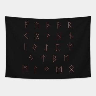 Futhark Rune Alphabet Stickers in Burnt Wood and Inlaid Bone Tapestry