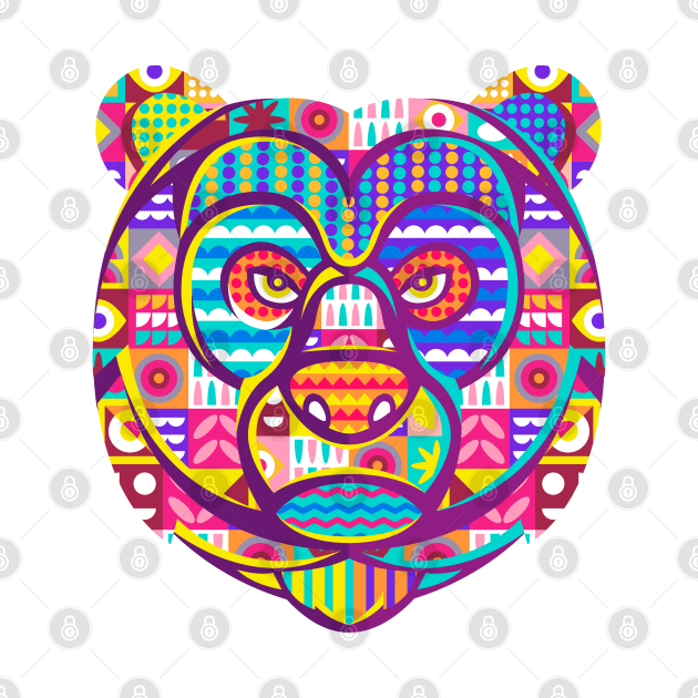 Bear Face Colorful by Mako Design 