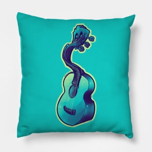 aqua blue acoustic guitar twisting Pillow