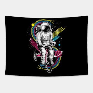 Astronaut In Space Playing Bike Tapestry