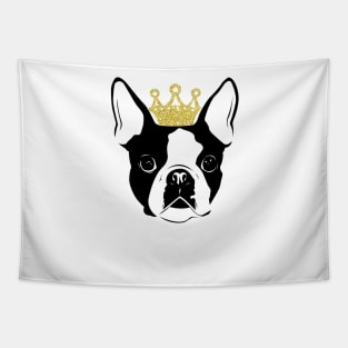 Boston Terrier wearing a crown Tapestry