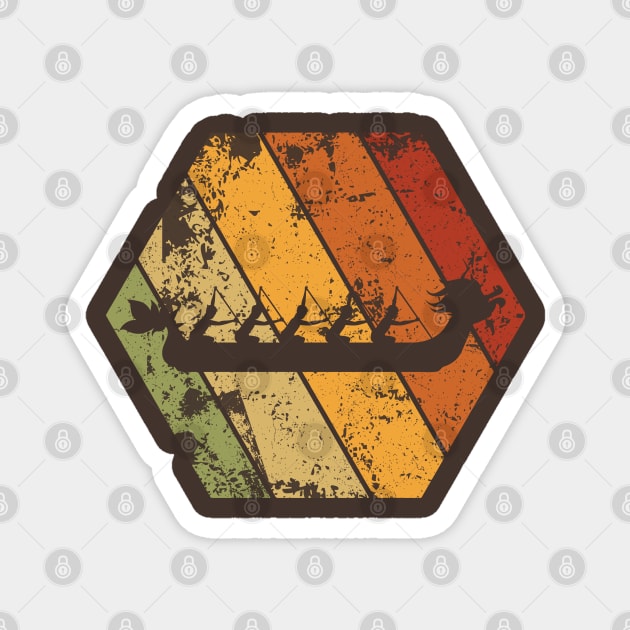 Dragon Boat Racing Retro Vintage Hexagon Logo Magnet by Shirtbubble