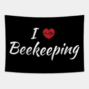 I Love Beekeeping Red Heartbeat Tapestry