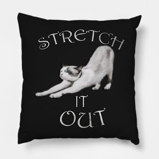 Cat Yoga Shirt Funny Quote STRETCH IT OUT Cute Kitty Workout Pillow