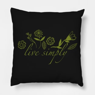 Green Live Simply Floral Design Pillow