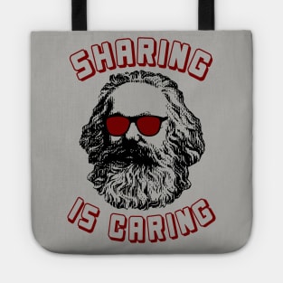 Sharing Is Caring - Karl Marx Silhouette, Socialist, Marxist, Democratic Socialism, Leftist Tote