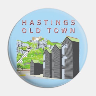 Old Town Hastings retro style poster Pin