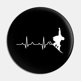 Cool Snowboarder Heartbeat Snowboarding Heart Beat Pin