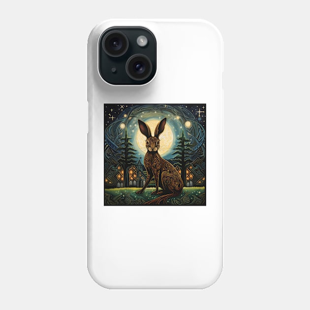 Hare, Pagan Hare, Pagan Art, Moon, Animal, Phone Case by thewandswant