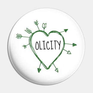 Olicity - Heart with Green Arrows Doodle Pin