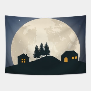 Full moon over the hill Tapestry