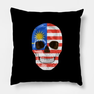 Malaysia Flag Skull - Gift for Malaysian With Roots From Malaysia Pillow