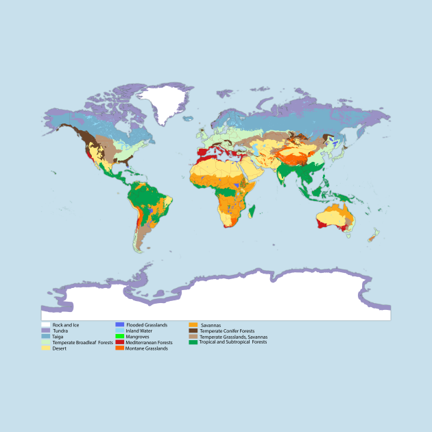 World map of coverage the main biomes in the world with international ...