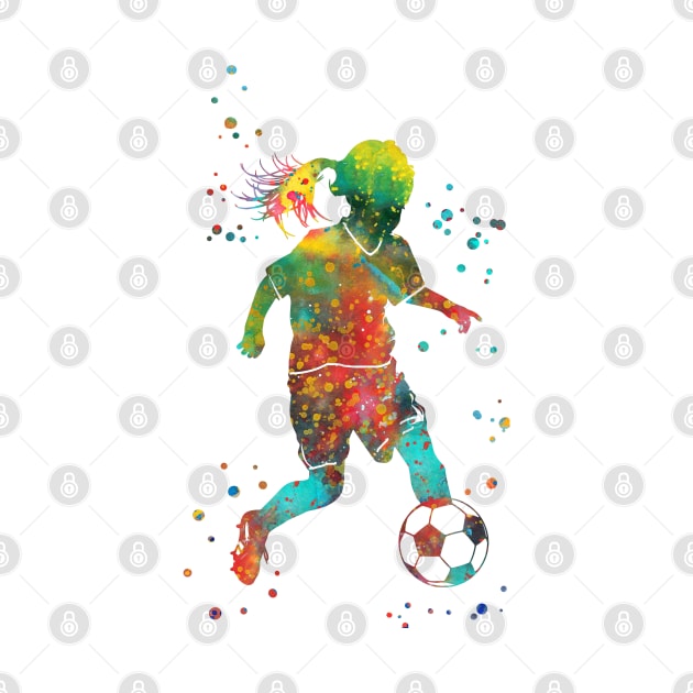 Soccer Player Little Girl With Ball by RosaliArt