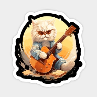 Persian Cat Playing Guitar Magnet