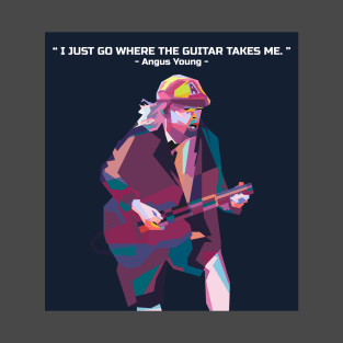 Abstract Angus Young and his quotes in WPAP T-Shirt